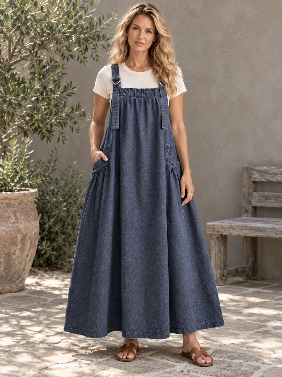 Loose Sleeveless Elasticity Solid Color Square-neck Long Dresses Midi Dresses - 104122_OL_F1_新增