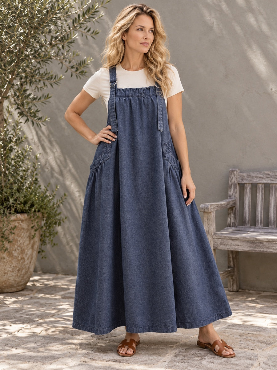 Loose Sleeveless Elasticity Solid Color Square-neck Long Dresses Midi Dresses - 104122_OL_F3_新增