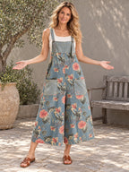 Oversize Wide Leg Floral Printed Split-Joint Overalls - 115132_CF_F2_新增