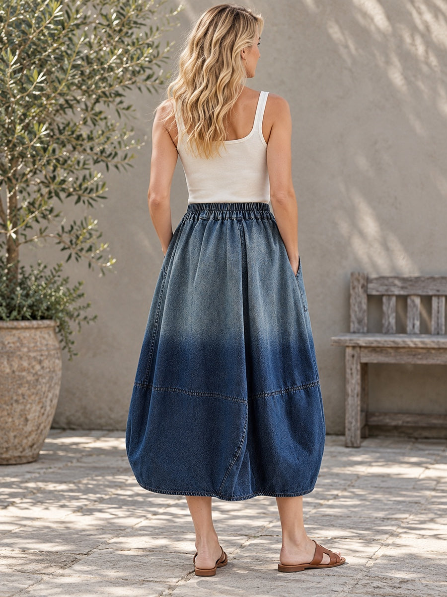 Loose Elasticity Gradient Long Skirts Skirts - 117520_B1_新增