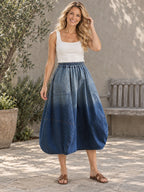 Loose Elasticity Gradient Long Skirts Skirts - 117520_CF_F3_新增