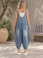 Cropped Loose Buttoned Overalls - 120415_B1_新增