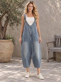 Cropped Loose Buttoned Overalls - 120415_OL_F1_新增