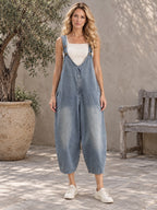 Cropped Loose Buttoned Overalls - 120415_OL_F1_新增