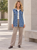 Loose Sleeveless Buttoned Detachable Drawstring Hooded Pockets Split-Joint Polo Vest Outerwear - 124067_OL_F1_新增