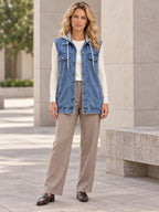 Loose Sleeveless Buttoned Detachable Drawstring Hooded Pockets Split-Joint Polo Vest Outerwear - 124067_OL_F1_新增