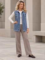 Loose Sleeveless Buttoned Detachable Drawstring Hooded Pockets Split-Joint Polo Vest Outerwear - 124067_OL_F3_新增