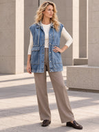Loose Sleeveless Buttoned Detachable Hooded Pockets Split-Joint Lapel Collar Vest Outerwear - 124078_OL_F3_新增