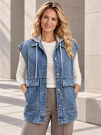 Loose Sleeveless Buttoned Detachable Hooded Pockets Split-Joint Lapel Collar Vest Outerwear - 124078_UPPER_新增