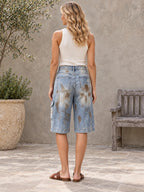 Cropped High Waisted Buttoned Hollow Pockets Split-Joint Jean Pants Bottoms - 206745_B1_新增