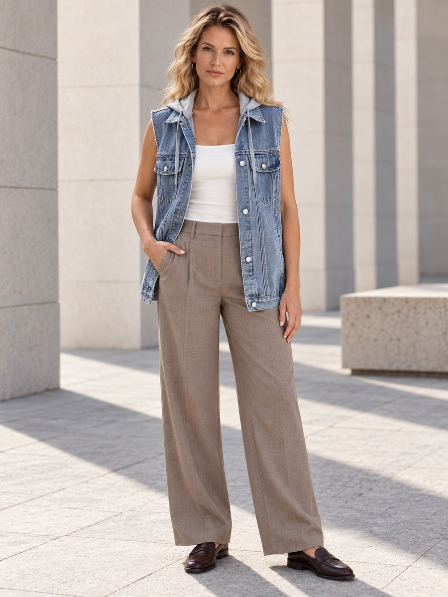 Loose Sleeveless Buttoned Detachable Pockets Solid Color Hooded Vest Outerwear - 207850_OL_F1_新增