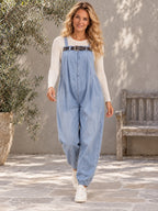 Loose Sleeveless Belted Elasticity Solid Color Spaghetti-Neck Overalls - 208483_CF_F1_新增