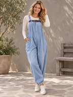 Loose Sleeveless Belted Elasticity Solid Color Spaghetti-Neck Overalls - 208483_CF_F3_新增