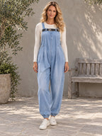 Loose Sleeveless Belted Elasticity Solid Color Spaghetti-Neck Overalls - 208483_OL_F1_新增