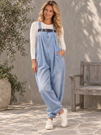 Loose Sleeveless Belted Elasticity Solid Color Spaghetti-Neck Overalls - 208483_OL_F3_新增