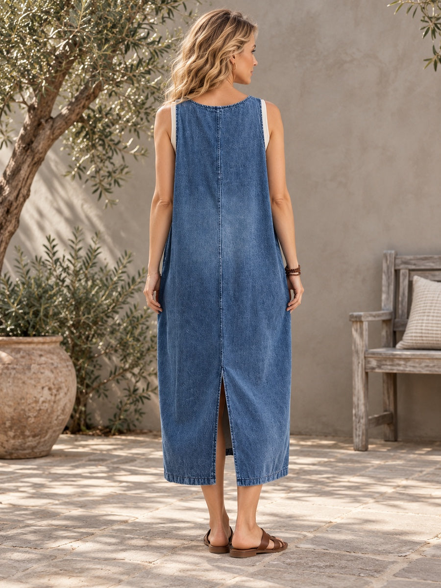 Loose Sleeveless V-neck Maxi Dresses - 40557_B1_新增
