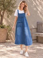 Original Solid Denim Strapless Dress - 61783_CF_F3_新增
