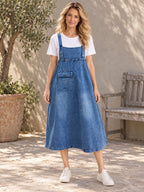 Original Solid Denim Strapless Dress - 61783_OL_F1_新增