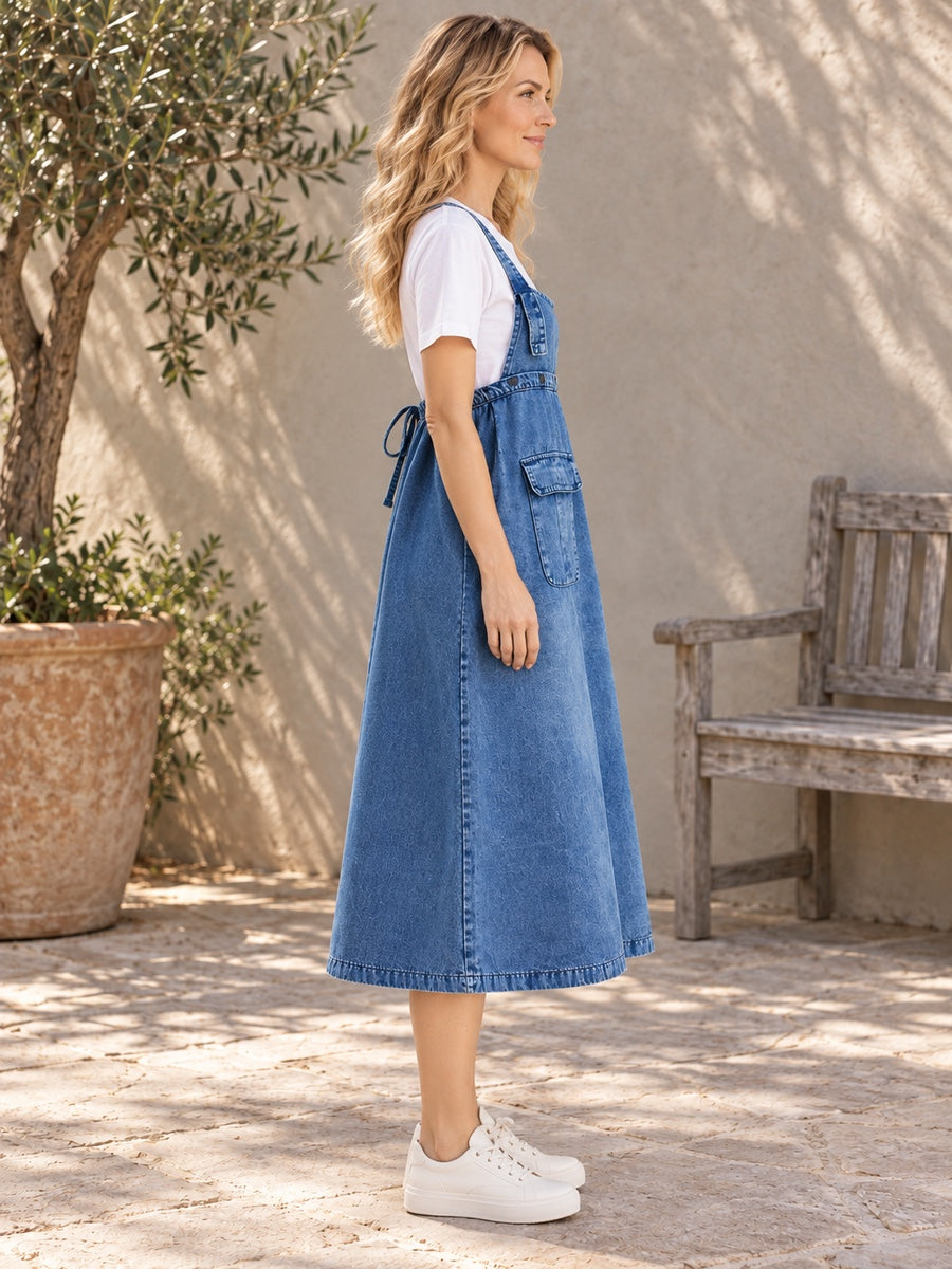 Original Solid Denim Strapless Dress - 61783_S1_新增
