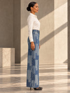 Loose Wide Leg Buttoned Plaid Pockets Split-Joint Jean Pants Bottoms - 170568_S1_v20261008