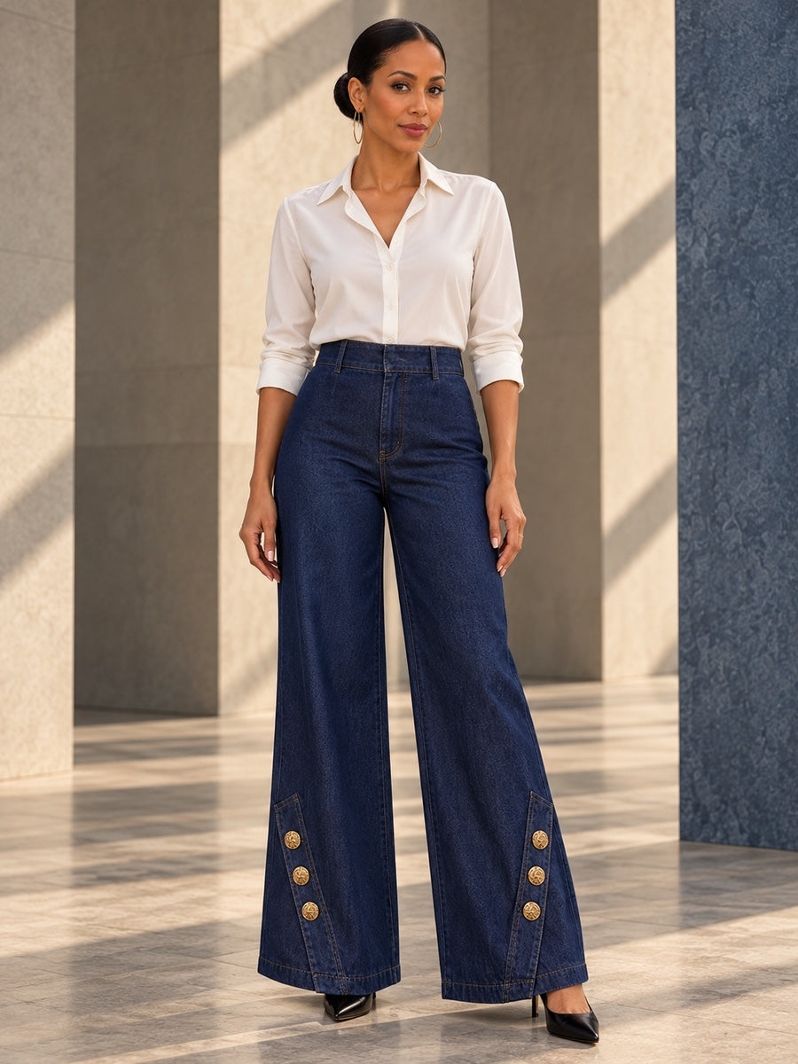 Wide Leg Buttoned Pockets Split-Joint Jean Pants Bottoms - 210434_OL_F1_v20261008