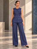 Loose Sleeveless Buttoned Pockets Solid Color Round-Neck Vest Top - 182666_OL_F1_v20261008