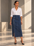 Loose Buttoned Pockets Split-front Long Skirts Skirts Bottoms - 140934_OL_F1_v20261008