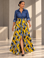 Long Sleeves Loose Buttoned Elasticity Printed Split-Joint Lapel Maxi Dresses - 127282_CF_F1_v20261008