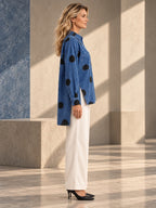 High-Low Irregularity Buttoned Contrast Color Pockets Polka-Dot Split-Joint Split-Side Stand Collar Blouses&Shirts Tops - 201952_S1_v20261008