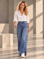 High Waisted Wide Leg Buttoned Pockets Solid Color Jean Pants Bottoms - 201869_CF_F1_v20261008