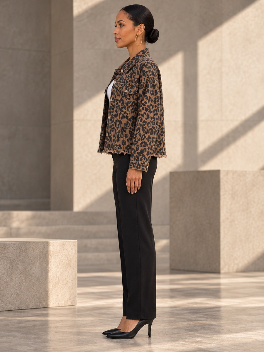 Long Sleeves Loose Buttoned Fringed Leopard Pockets Lapel Jackets Outerwear - 144169_S1_v20261008