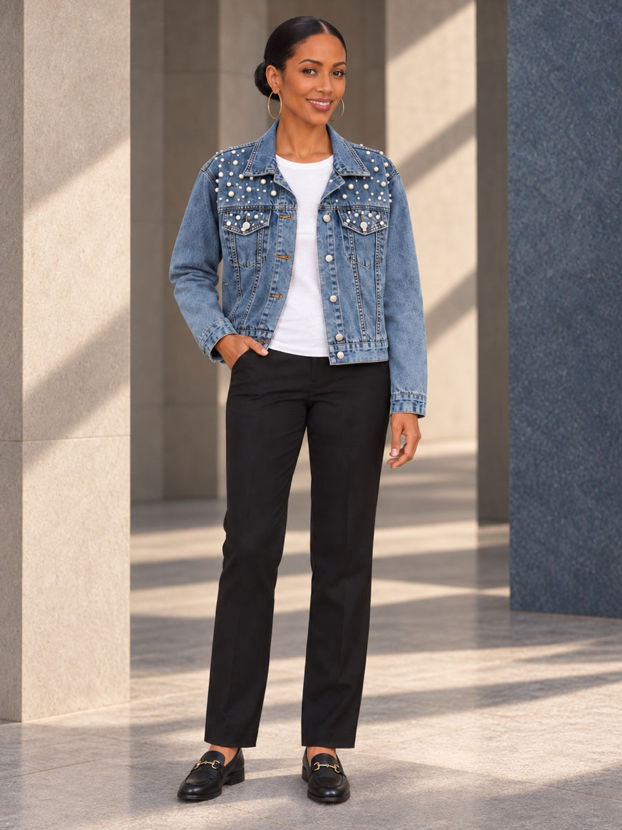 Long Sleeves Split-Joint Lapel Denim Jackets - 127145_CF_F1_v01