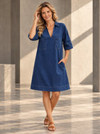 A-line Loose Pockets Solid Color Lapel Mini Dresses - 179872_CF_F2_v20261008