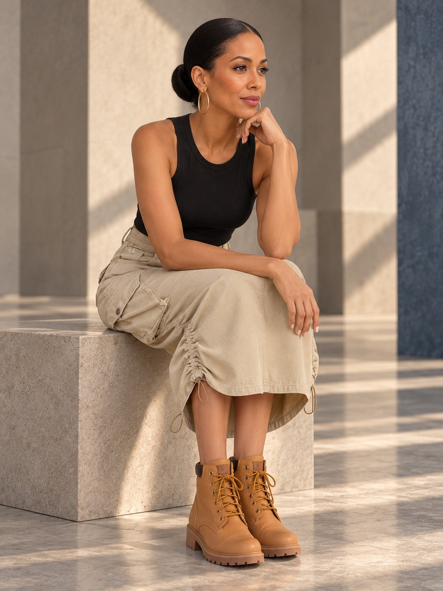 A-Line Buttoned Drawstring Pockets Solid Color Split-Side Skirts Bottoms - 123866_OL_F2_v20261008