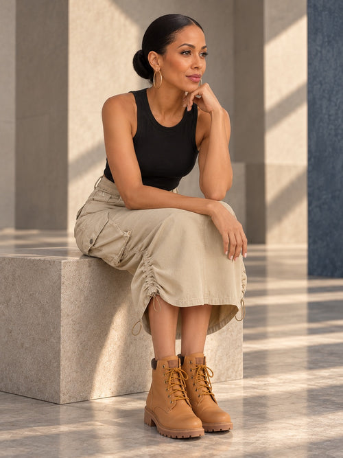 A-Line Buttoned Drawstring Pockets Solid Color Split-Side Skirts Bottoms - 123866_OL_F2_v20261008