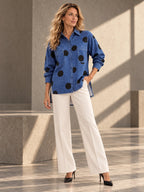 High-Low Irregularity Buttoned Contrast Color Pockets Polka-Dot Split-Joint Split-Side Stand Collar Blouses&Shirts Tops - 201952_OL_F3_v20261008