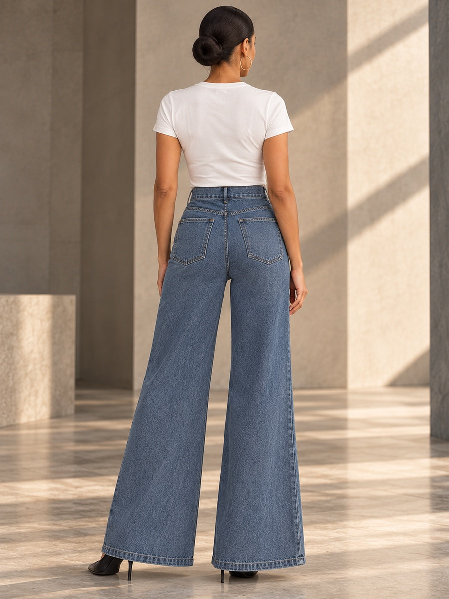High Waisted Loose Buttoned Split-Joint Jean Pants Bottoms - 181060_B1_v20261008