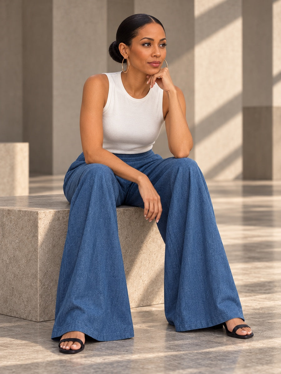 Loose Wide Leg Pleated Pockets Solid Color Jean Pants Bottoms Trousers - 187474_OL_F2_v20261008