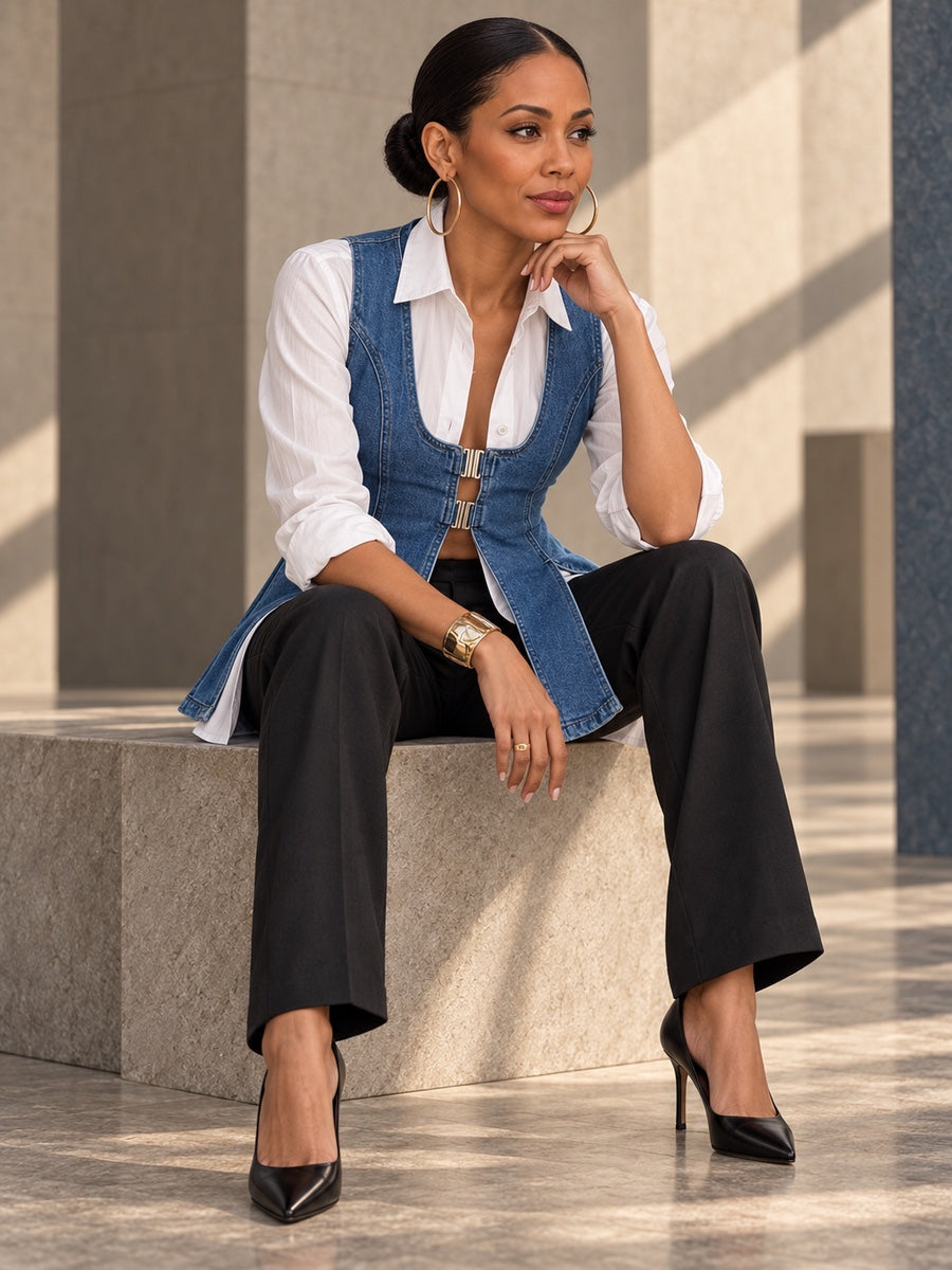 Loose Sleeveless Buckle Solid Color Split-Front U-Neck Vest Outerwear Vest Top - 180742_OL_F2_v20261008