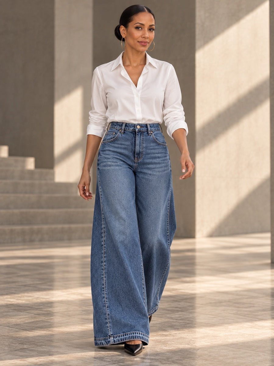 High Waisted Wide Leg Buttoned Pockets Jean Pants Bottoms - 201871_CF_F1_v20261008