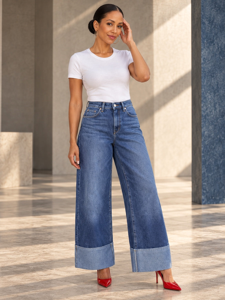 Column Loose Buttoned Solid Color Zipper Jean Pants Bottoms Trousers - 182712_CF_F2_v20261008