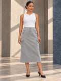 A-Line Buttoned Drawstring Pockets Solid Color Split-Joint Skirts Bottoms - 123865_OL_F1_v20261008
