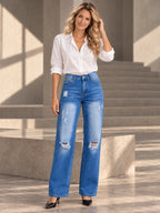 High Waisted Wide Leg Buttoned Hollow Pockets Split-Joint Jean Pants Bottoms - 207499_CF_F2_v20261008