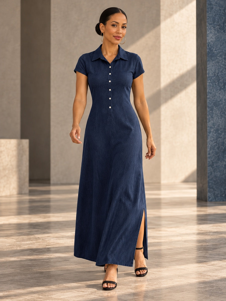 High Waisted Plus Size Buttoned Pockets Split-Side Lapel Maxi Dresses - 125517_CF_F1_v20261008