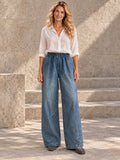 Loose Wide Leg Contrast Color Elasticity Pockets Jean Pants Bottoms - 152980_OL_F1_v01