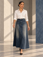 A-line High Waisted Fringed Gradient Split-Joint Long Skirts Skirts - 131781_CF_F1_v20261008