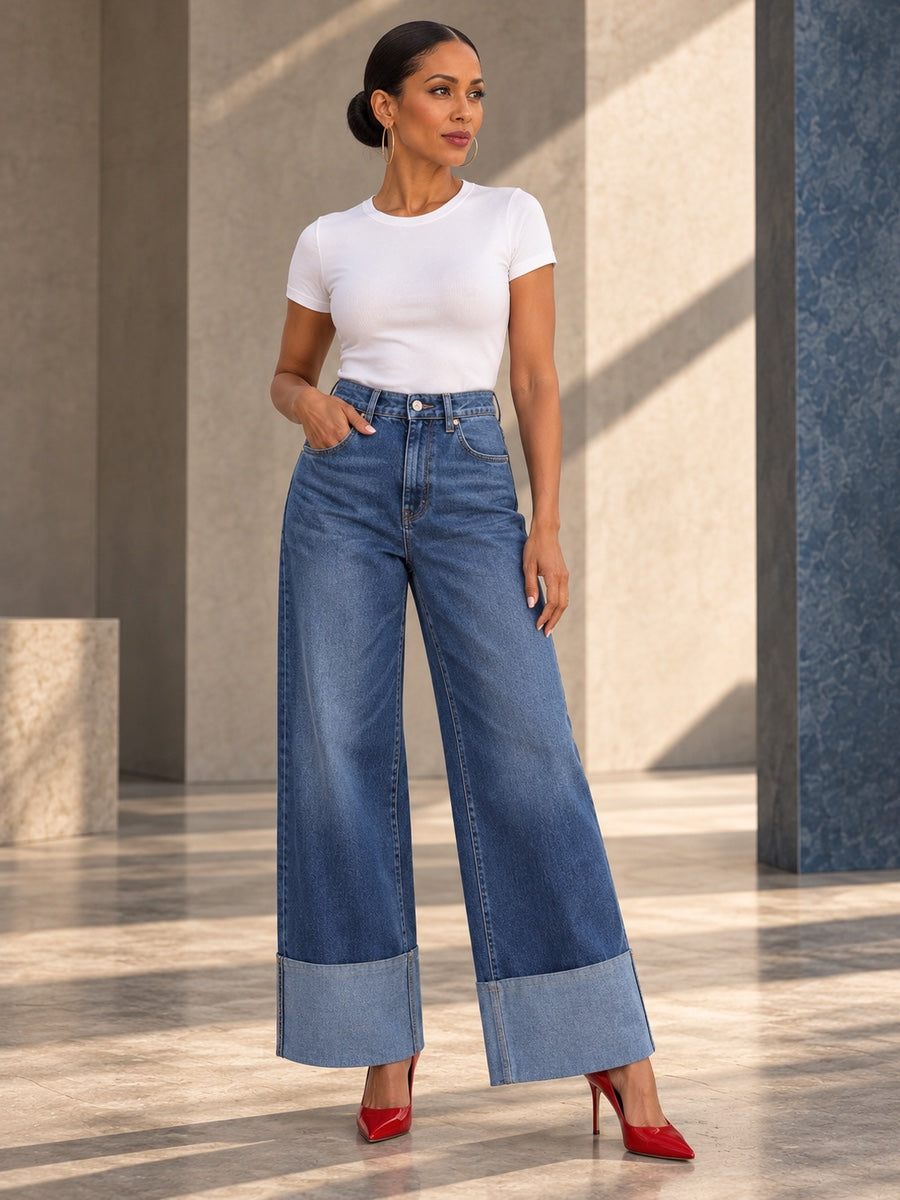 Column Loose Buttoned Solid Color Zipper Jean Pants Bottoms Trousers - 182712_OL_F3_v20261008