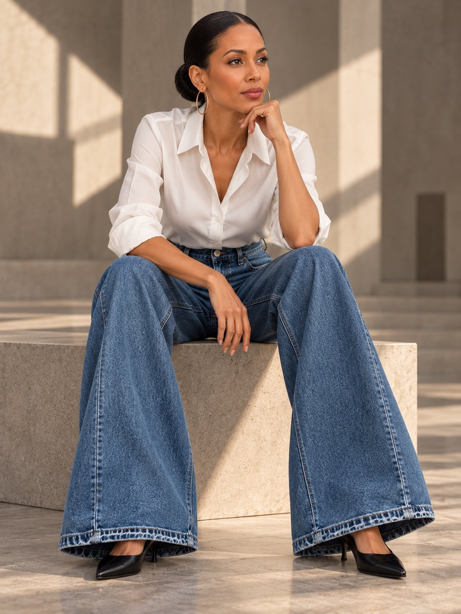 High Waisted Wide Leg Buttoned Pockets Jean Pants Bottoms - 201871_OL_F2_v20261008