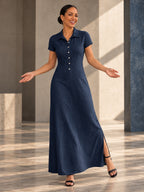 High Waisted Plus Size Buttoned Pockets Split-Side Lapel Maxi Dresses - 125517_CF_F3_v20261008
