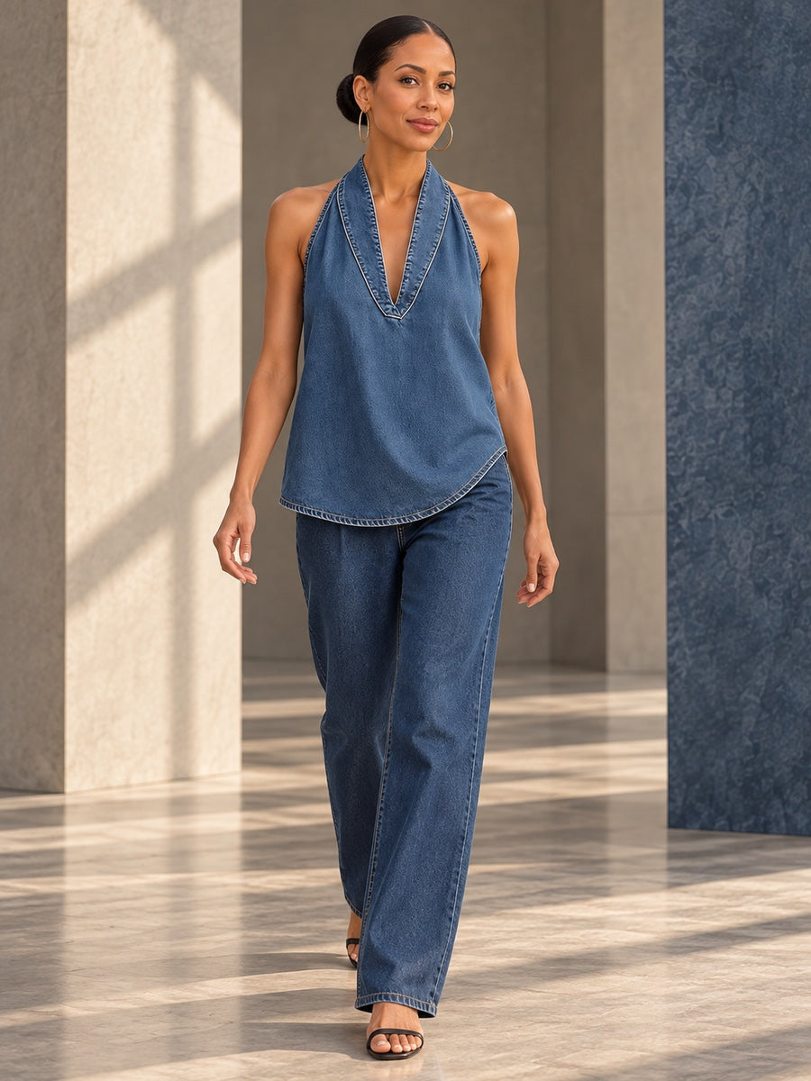 Loose Sleeveless Solid Color V-Neck Vest Top - 202213_CF_F1_v20261008